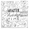 Winter holiday time handdrawn black and white card