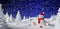 Winter Holidays background with a snowman, Gifts, snow and snowflakes 3d render