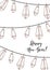 Winter holidays design, Happy New Year social media decoration with trendy elegand hand-drawn garland. Geometric shape party