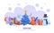 Winter holidays horizontal banner - various Christmas and New Year symbols.