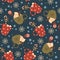 Winter holidays hot drinks and candies. Vector seamless pattern.