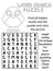 Winter holidays word search puzzle with cute penguin vector illustration