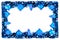 Winter horizontal card, frame with blue balls and garland