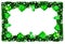 Winter horizontal card, frame with green glossy balls and garland