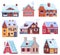 Winter Houses and Cottages Set