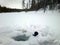 Winter ice fishing on the lake Scandinavia