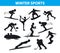 Winter Ice Snow Sports SIlhouettes Set