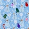 Winter ice snowman seamless Christmas pattern for Noel and wrapping paper and kids clothes print and snowflakes