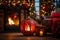 winter interior, winter fireplace fire, Christmas fireplace,