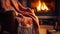 winter interior, winter fireplace fire, Christmas fireplace,