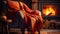 winter interior, winter fireplace fire, Christmas fireplace,