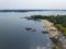 Winter Island Lighthouse aerial view, Salem, MA, USA