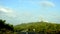 Winter in Israel. Green mountains Carmel - after the first rains. And a blue sky with white clouds.