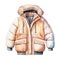 Winter jacket, winter accessories, watercolor illustration