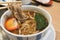 In winter, Japanese people often order soba. Because there is a hot soup to warm the body during the cold weather