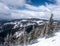 Winter Jeseniky mountains with snow and blue sky with clouds