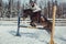 Winter jump horse ride jumping