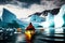 winter kayaking in antarctica boating among cold water and ice