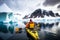 winter kayaking in antarctica boating among cold water and ice