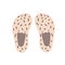 Winter Kids pink indoor slippers with frog smiley face. Pair of cozy, comfy house footwear for toddlers, girls in soft