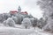 Winter landcape with castle Smolenice, Slovakia