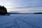 Winter landcape by the lake in hedmark county