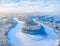 Winter landscape. Aerial view.  Agan River, Yugra