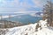 Winter Landscape of Angara River and Frozen Lake Baikal from Chersky Peak Viewpoint