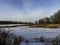 Winter landscape with bare trees, grasses and snow covered ground in Orleans, Ontario