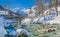 Winter landscape in the Bavarian Alps with church, Ramsau, Germany