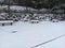 Winter landscape bench in the snow