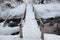 Winter landscape with a brige over stream