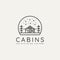 Winter landscape cabin minimalist line art logo