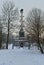 Winter landscape with Chesme Column in Pushkin,