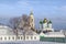 Winter landscape with churches in Kolomna