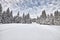 Winter landscape with cross-country skiing trails