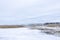 Winter landscape with a developed bog lake