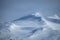 Winter landscape with dramatic snowy mountains