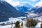 Winter landscape of the Engadine valley in a sunny morning, Guarda, Lower Engadine, Graubunden, Switzerland