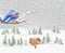 Winter landscape forest with snow with a branch of a tree and bluebird with feeder christmas theme natural background vintage vect