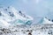 Winter landscape with glacier in Karakorum mountains, Pakistan