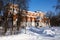 Winter landscape with historic building of Museum of Crystal of Gus-Khrustalny