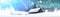 Winter Landscape With House In Snowy Forest Horizontal Banner