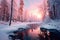 winter landscape, Impressive winter, covered fir trees,