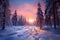 winter landscape, Impressive winter, covered fir trees,