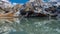 Winter landscape of Lake Misurina and snow-capped mountains Dolomites Alps Italy