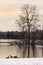 Winter landscape at a lakeside at dusk