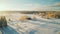 Winter Landscape: Low Resolution Aerial View Of Rural Finland In Golden Light