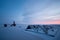 Winter landscape with a memorial complex dedicated to the first revolutionary committee of Chukotka