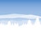 Winter landscape, minimal style. Horizon, panorama, snow-covered trees. Ate, pine. Vector, illustration, isolated